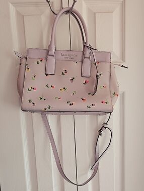 kate spade pastel lilac floral satchel with detachable strap